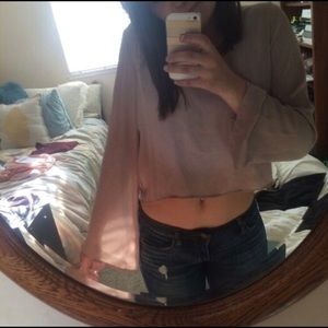 Taupe flare arm 70s inspired crop top